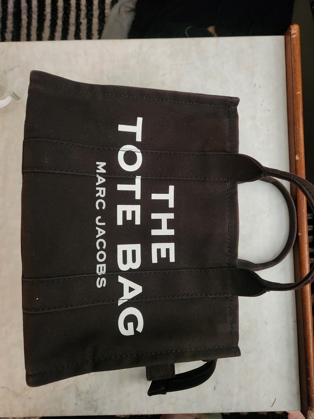 Marc Jacobs Black Canvas 'The Tote Bag' with White Logo